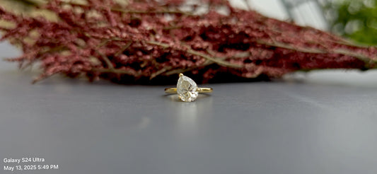 Tilted Pear Cut moissanite ring, Ring for her, ring for women, diagonal pear ring, Engagement ring, Travel ring, gift for women