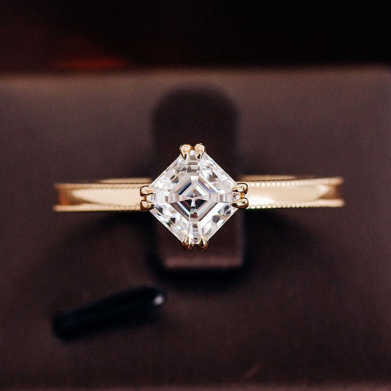 Asscher Cut Kite Set Octagonal Moissanite Solitaire Engagement ring Wedding\Proposal\Promise Ring