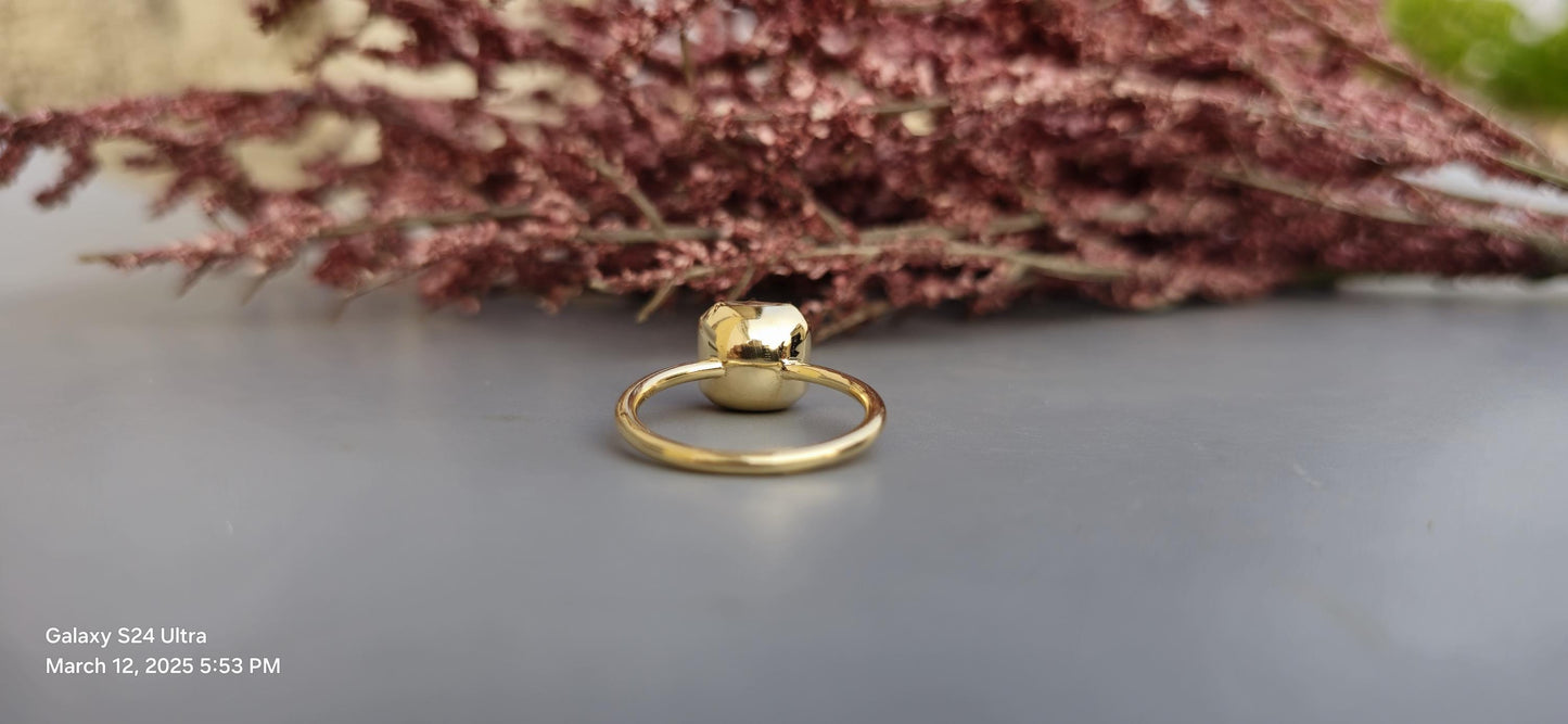 Asscher cut moissanite Button Back Georgian Cut Down Set blackened gold Solitaire Engagement ring, Ring for women, ring for her