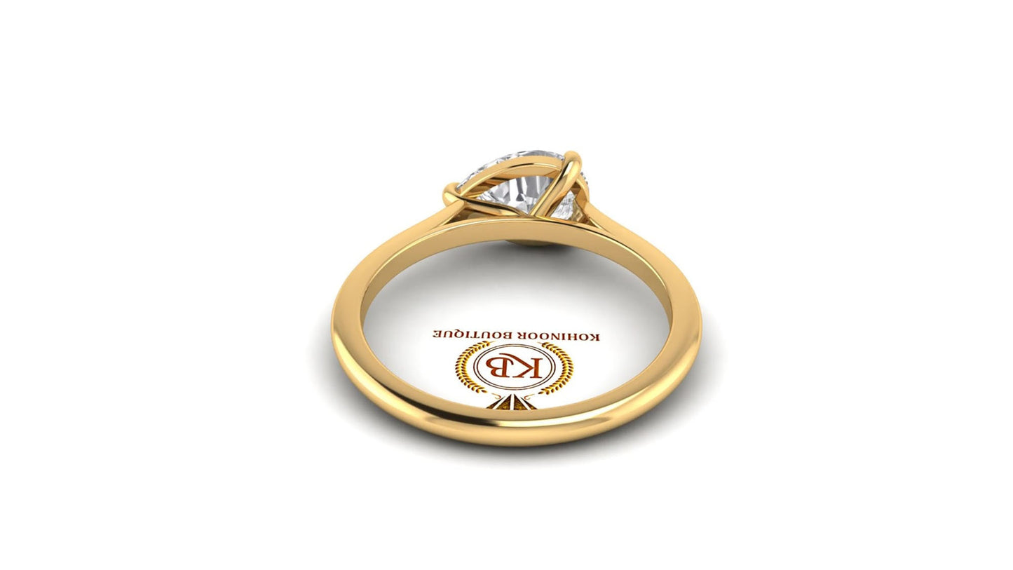 East-West Classic Trellis Pear Cut Solitaire Engagement Ring, Right hand ring, Cocktail Ring, Ring for her, ring for women