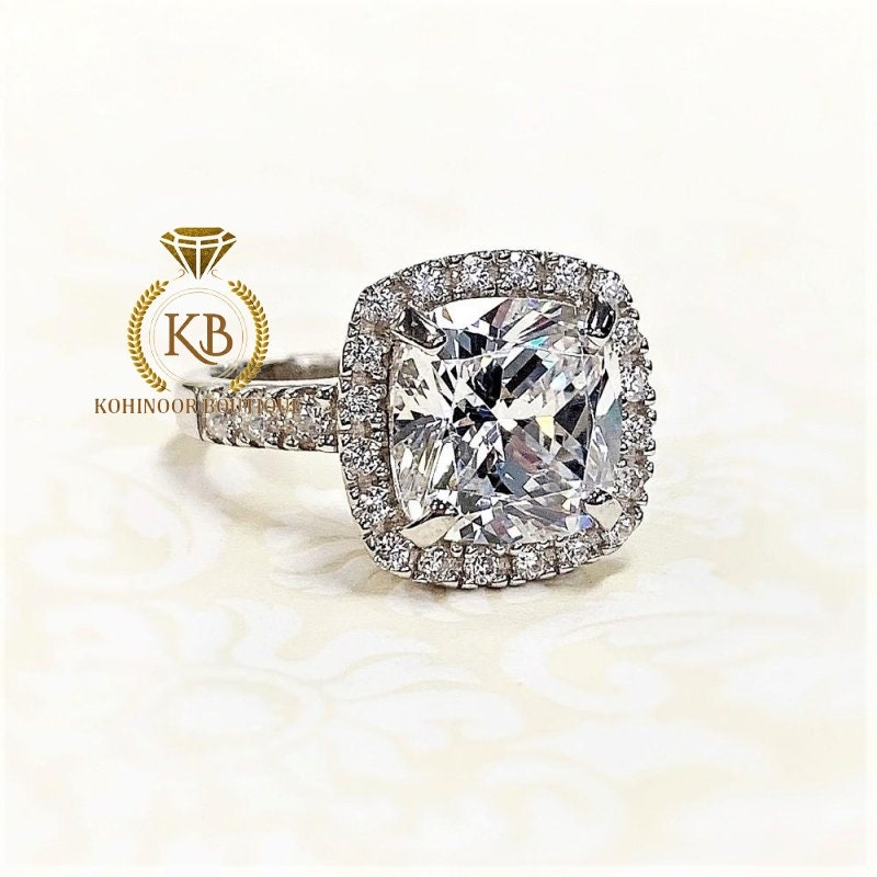 Cushion Cut Halo pave Moissanite diamond solitaire Engagement\Bridal\propose\anniversary Ring in 18k\14k White\Yellow\Rose Gold