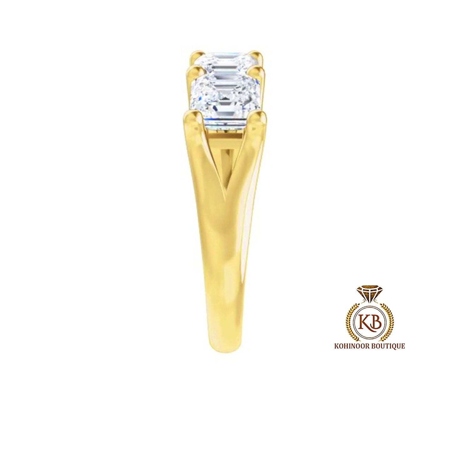 3 Stone Asscher Trellis Set Moissanite Engagement ring, ring for her, 3 stone anniversary ring, ring for women.