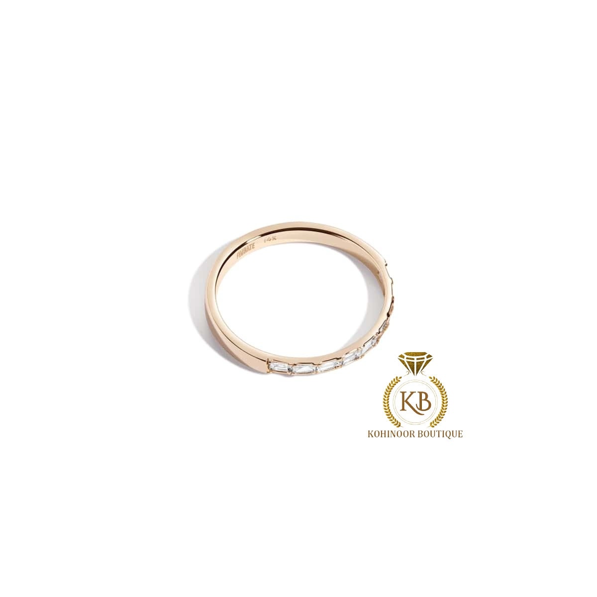 Baguette Moissanite half Eternity ban, East West  Band,dainty wedding band,minimalist ring in 18k\14k\10k White\Yellow\Rose Gold