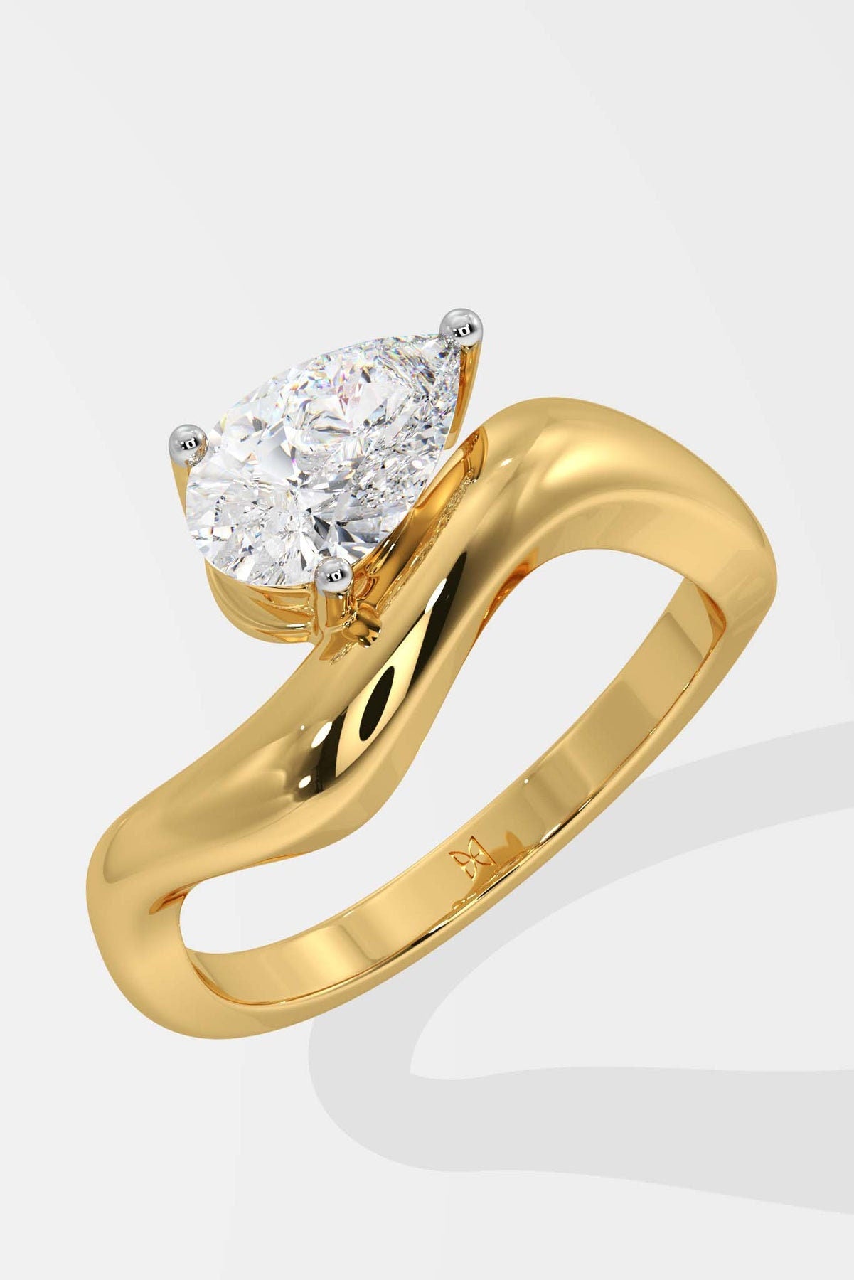 East-West Floating Pear Cut Moissanite Solitaire Engagement Ring, Right hand ring, Cocktail Ring, Ring for her, ring for women