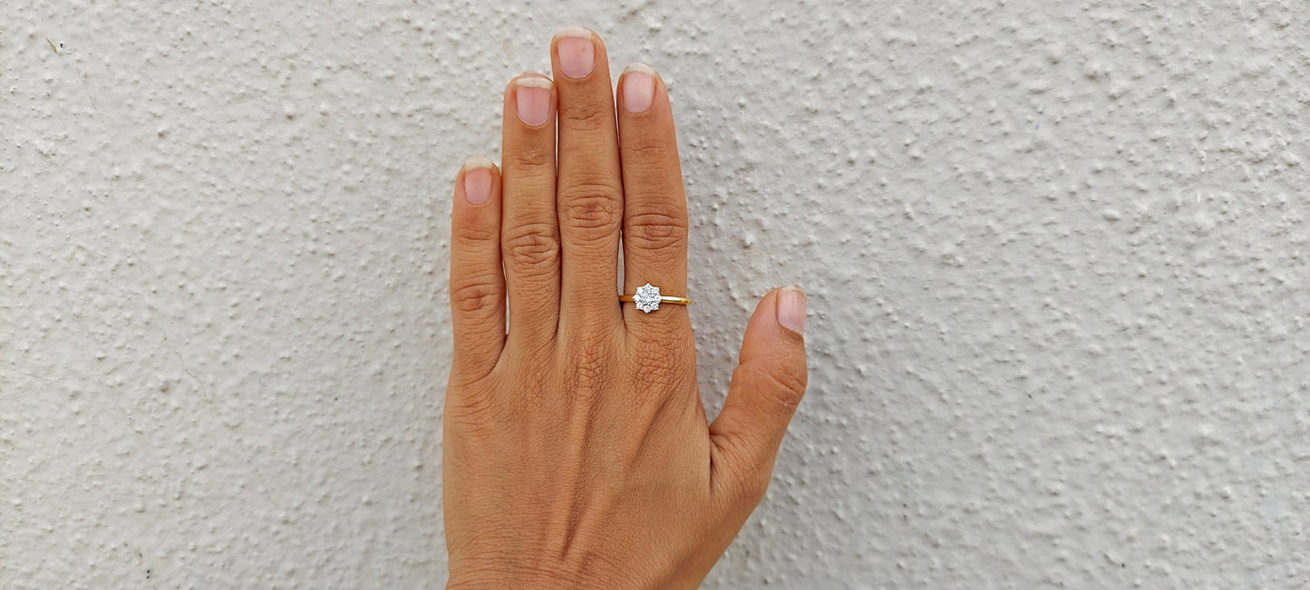 Cluster Art Deco Moissanite Floral Flush Set Engagement ring, statement ring, Right hand ring, cocktail ring, ring for women