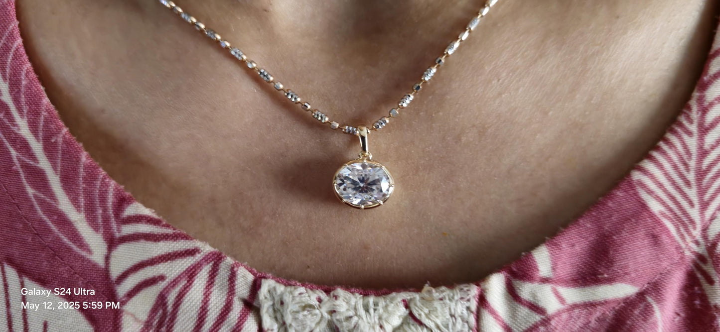 East west oval Cut Moissanite Pendant, Georgian cut down set Pendant without chain, Pendant for women, gift for her