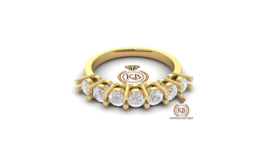 Round 7 stone Colorless Moissanite band, Anniversary gift, Wedding Band in 18k\14k\10k White\Yellow\Rose Gold