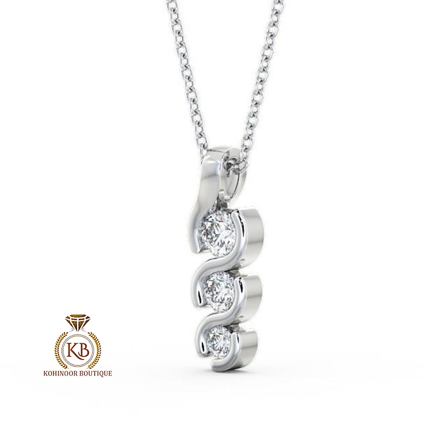 3 Stone Round Moissanite\Natural\Lab diamond Pendant without chain, Wedding Pendant, Anniversary Birthday Gift, Gift for her