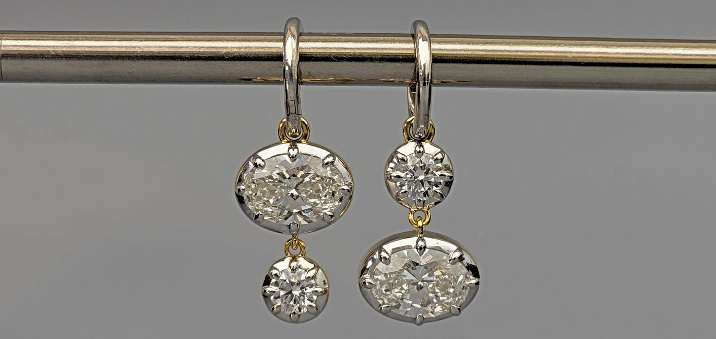 Georgian cut down multi shape moissanite earrings, statement earring, 2 toned earrings, dangled earrings for women