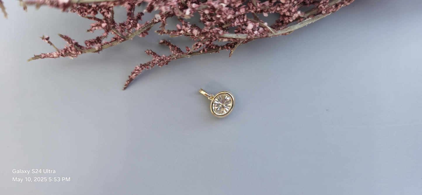 East west oval Cut Moissanite Pendant, Georgian cut down set Pendant without chain, Pendant for women, gift for her