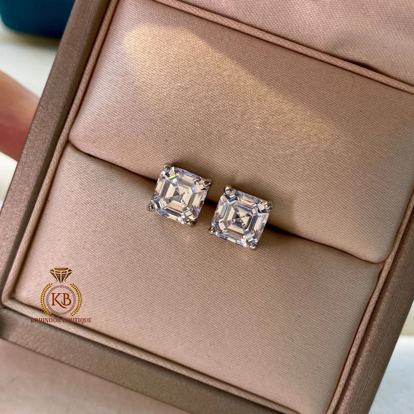 Asscher Cut Solitaire Moissanite Stud Earrings,Moissanite Wedding Earrings,Push Back Earrings,Anniversary Mother's Day Gift