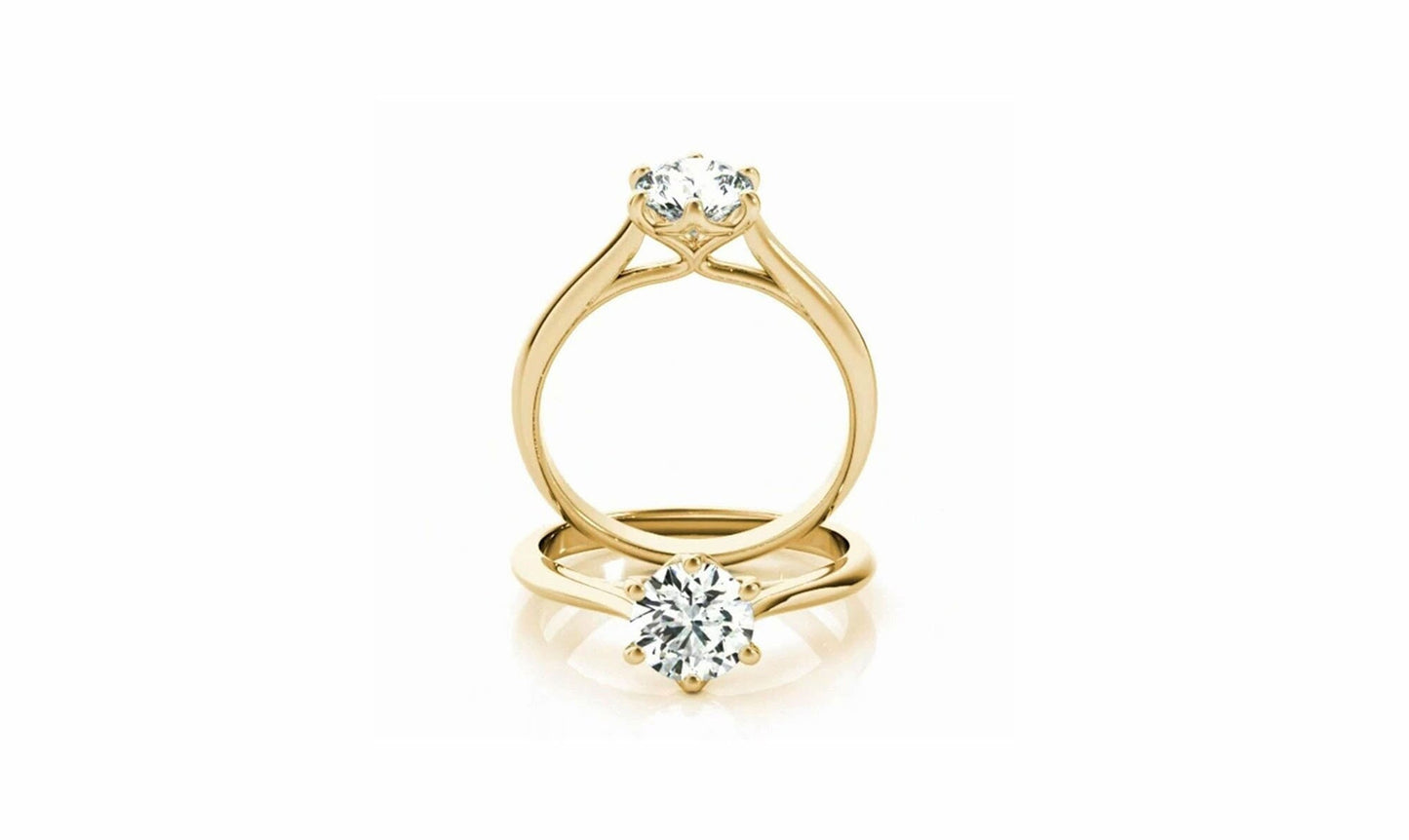 Round Cut Moissanite Cathedral Trellis set Solitaire Engagement ring, Classic solitaire ring, ring for her, ring for women, gift for her.