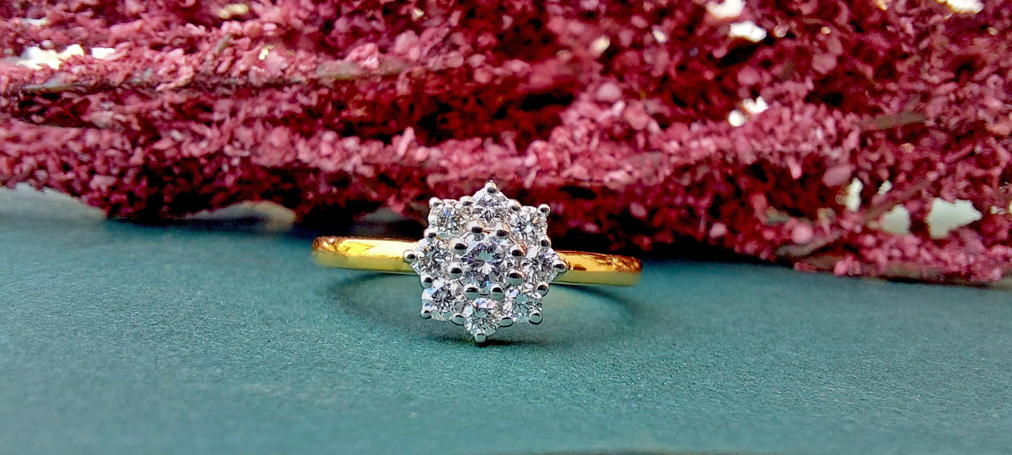 Cluster Art Deco Moissanite Floral Flush Set Engagement ring, statement ring, Right hand ring, cocktail ring, ring for women