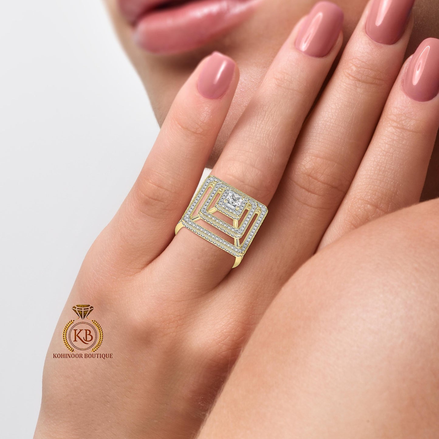 Princess Cut Art Deco, Statement, Split Shank Moissanite Engagement\Wedding\Mother Ring in 18k\14k\10k