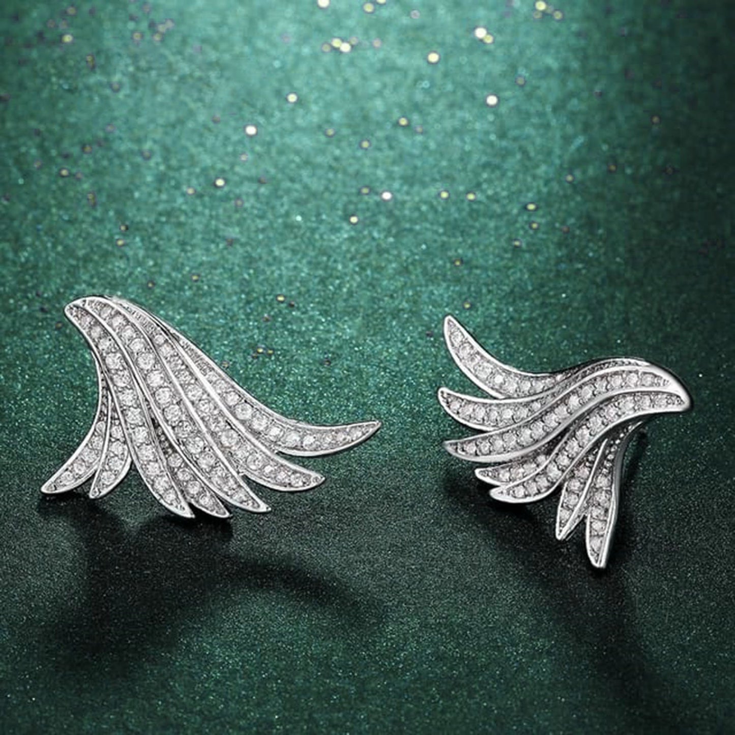 Angel wings Moissanite Stud Earrings, Moissanite Wedding Earrings, Push\Screw Back Earrings, Anniversary Mother's Day Gift