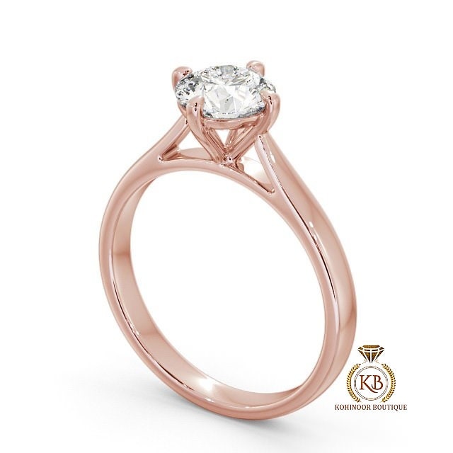 Compass prong set Round Cut Classic Solitaire cathedral set Moissanite Engagement Ring in 18k\14k\10k, ring for her, gift for women.