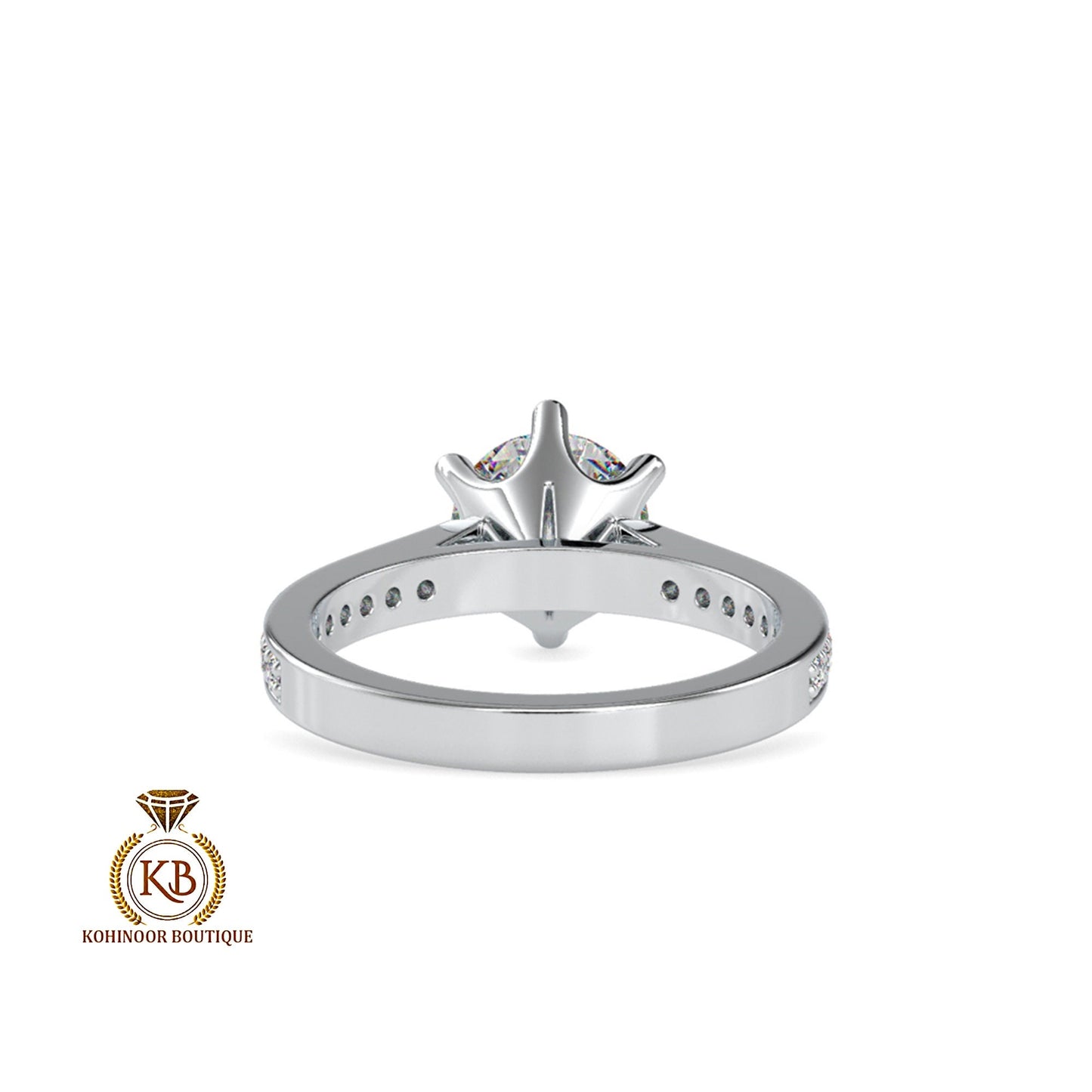 Round cut  Classic Cathedral set Moissanite with side pave Solitaire Engagement ring, Proposal Promise Ring in White\Yellow\Rose Gold