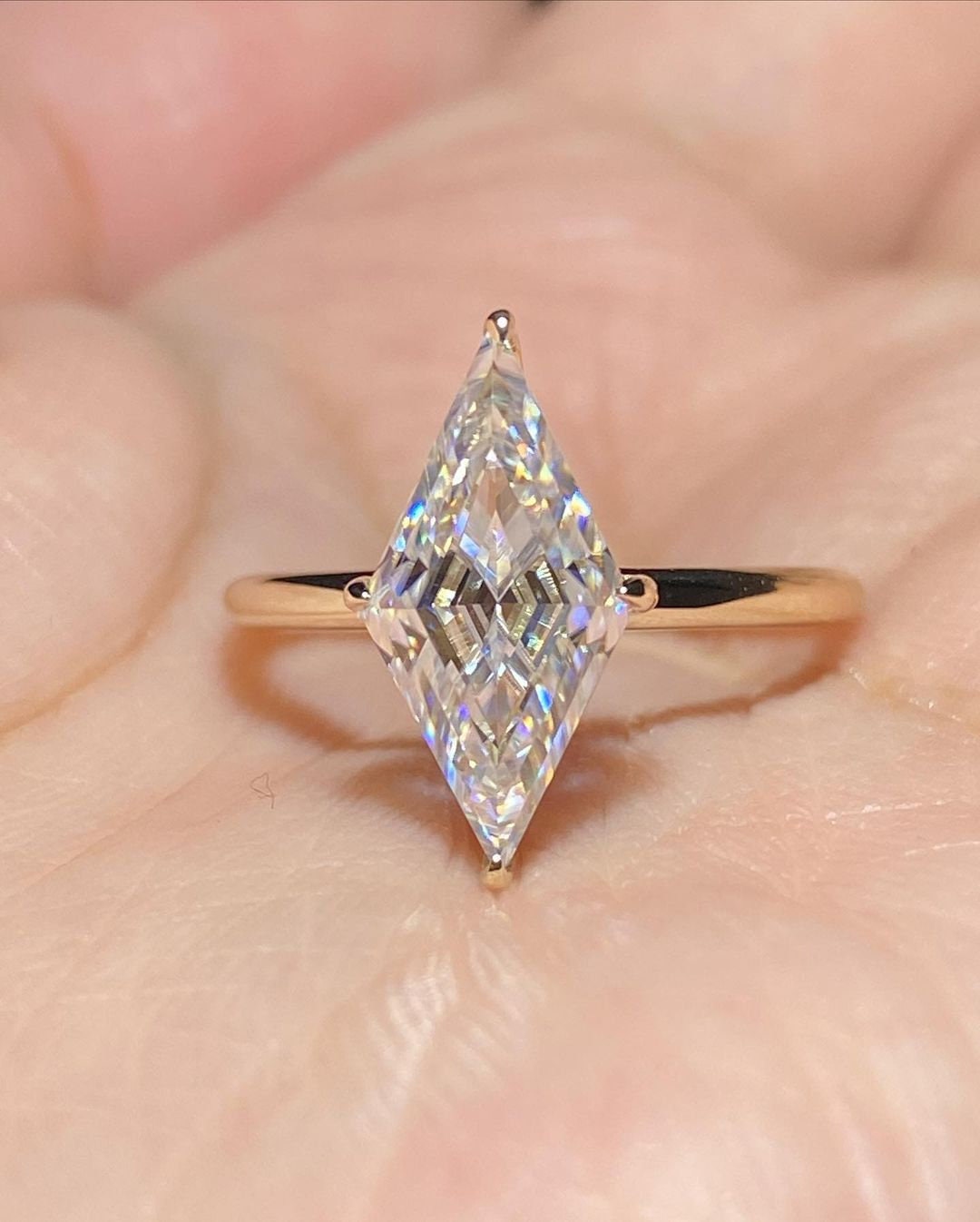 Step Cut Lozenge Cut moissanite Solitaire Engagement Ring, Gift for her, Rings for women, Promise ring, Proposal Ring