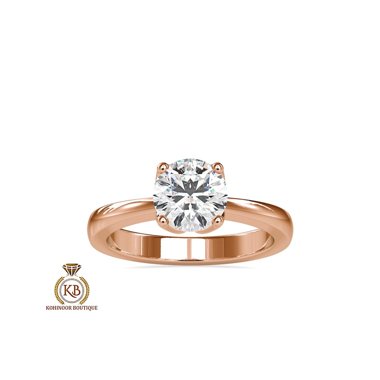 Tulip Flower Basket Round Moissanite Solitaire Engagement ring with pinched band, Ring for her, Ring for proposal, Gift for wife, mother