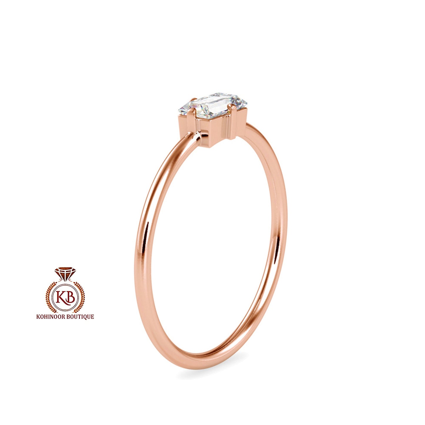 East West Set Baguette Moissanite dainty engagement ring ,Chic minimalist daily wear right hand ring,boho stackable ring