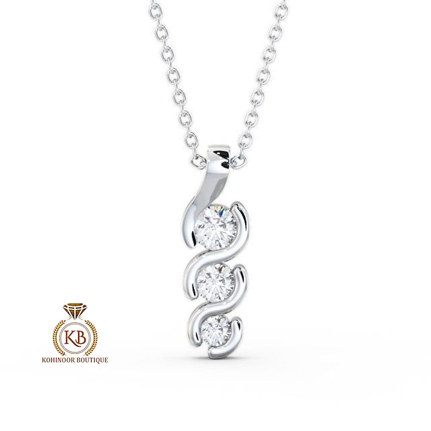 3 Stone Round Moissanite\Natural\Lab diamond Pendant without chain, Wedding Pendant, Anniversary Birthday Gift, Gift for her