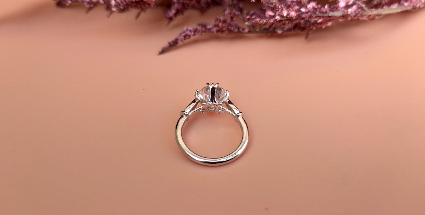Vintage Old European cut moissanite solitaire Engagement ring, Edwardian ring for women, vintage-inspired setting.