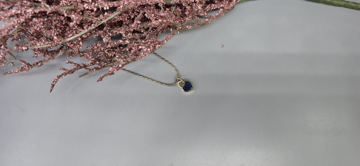 Heart Shaped bezel set Lab grown Sapphire pendant with lab grown diamond pave bail, dainty wedding pendant for women girls