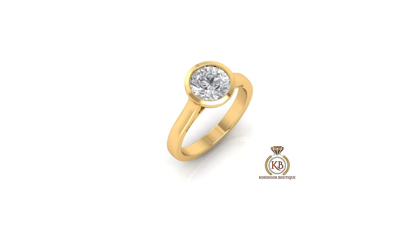 Bezel Round Cut Moissanite Cathedral set Engagement ring, ring for women, promise proposal ring for her