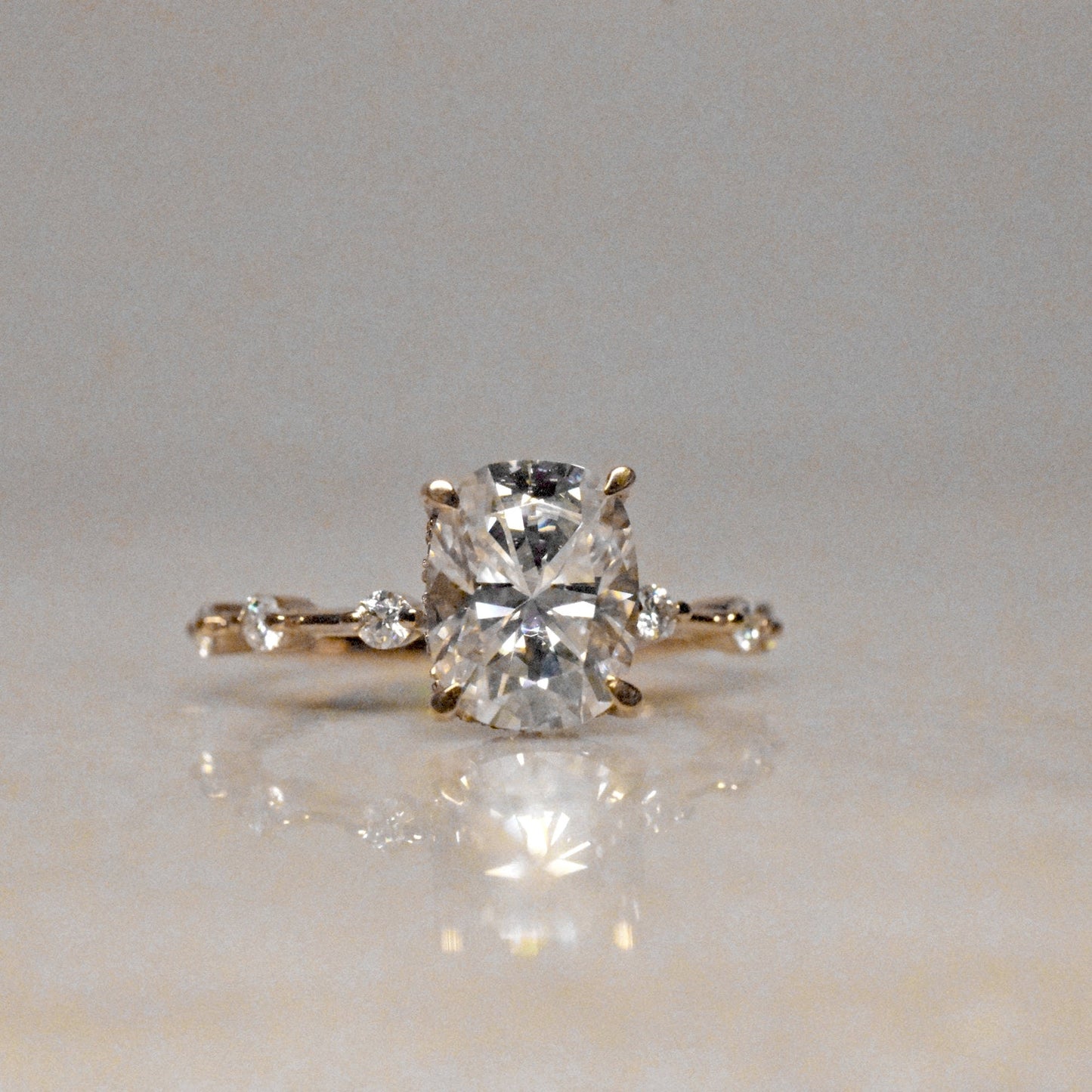 Cushion cut Hidden Halo Moissanite Engagement Ring , Solitaire Engagement ring, Ring for her, distance band, ring for women