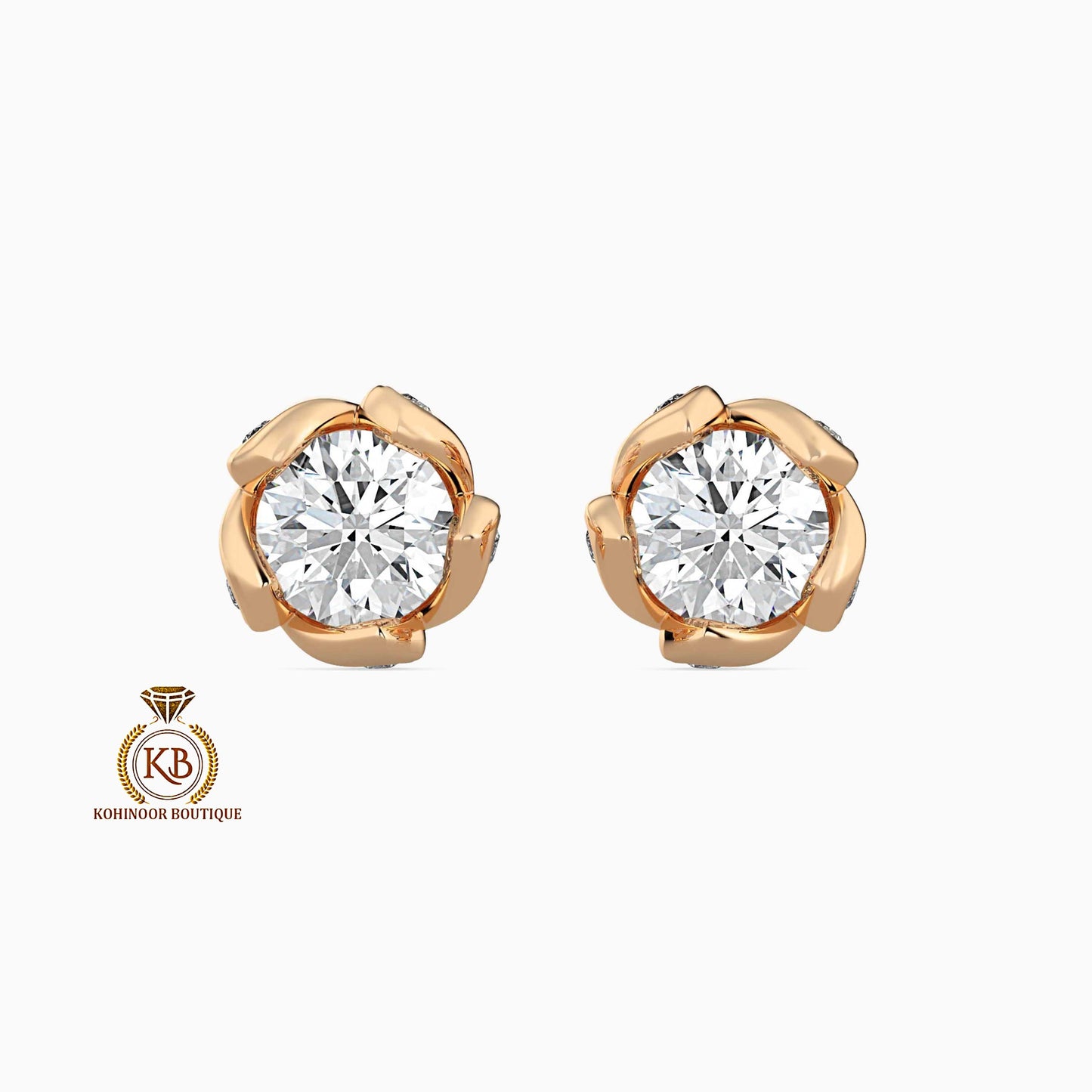 Victorian Round Cut Moissanite floral Stud Earrings, Push Back Earrings, Anniversary Gift for wife , birthday gift for girls, sister