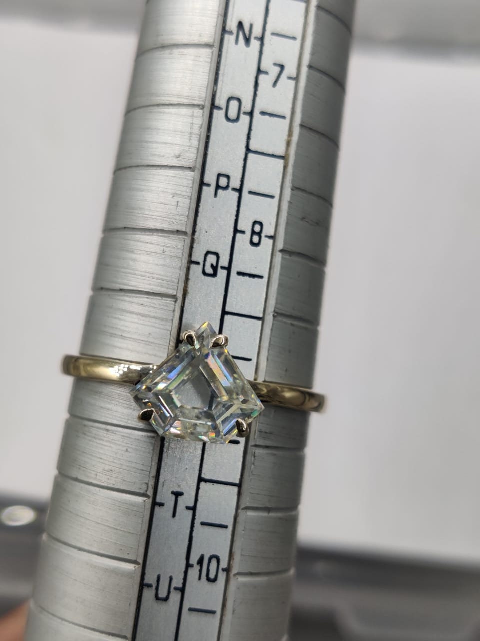 Shield step Cut Pentagon shaped Moissanite Solitaire Engagement ring Wedding ring Statement ring, Right hand ring, Ring for her
