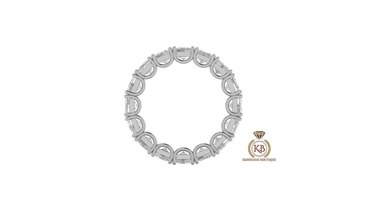 Asscher Octagon Cut Moissanite Half\Full Eternity Infinity statement Bridal stackable wedding band in White\Yellow\Rose Gold