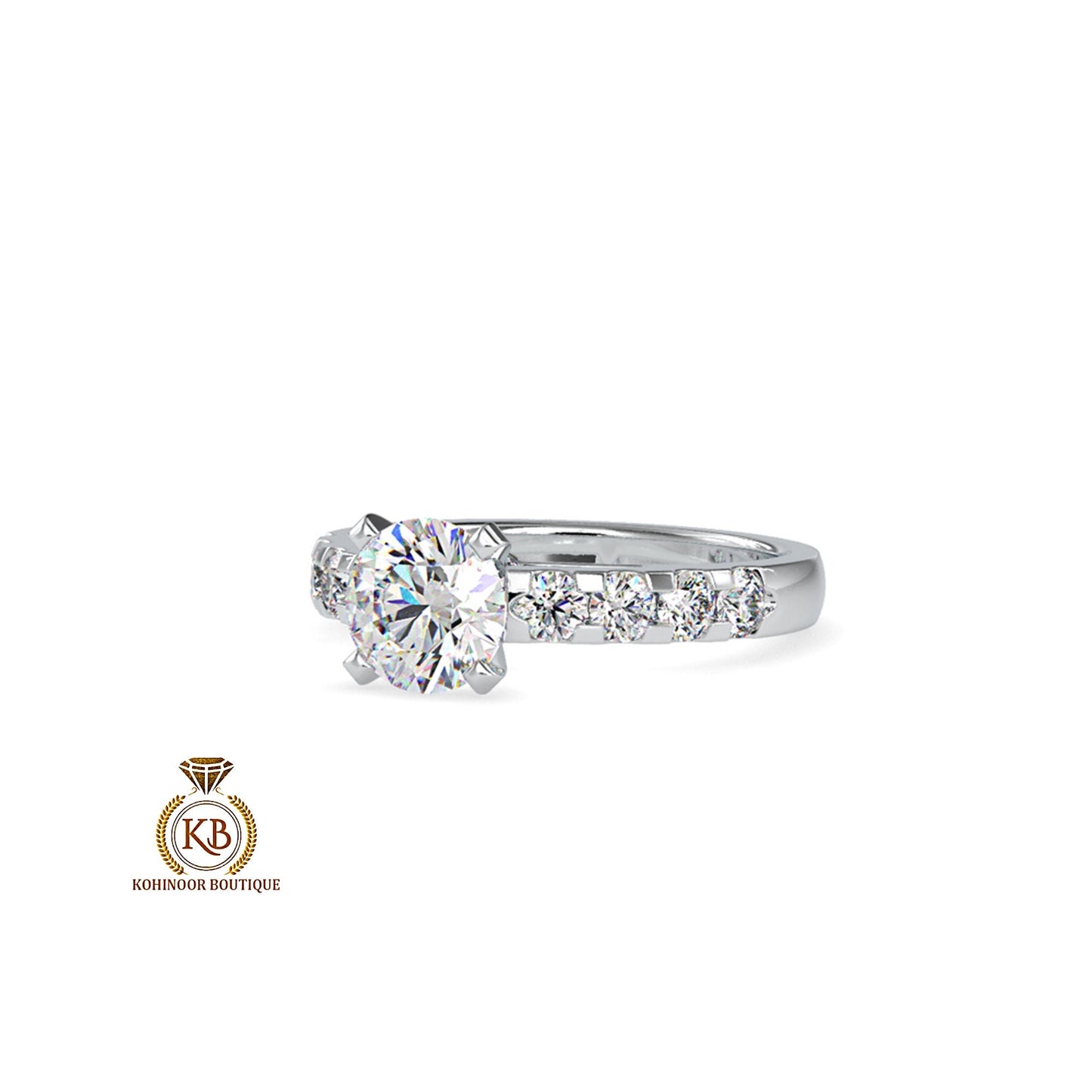 Round Cut Solitaire collar Halo Cathedral Set U shaped Pave Moissanite Engagement ring,ring for her, engagement ring, classic solitaire ring