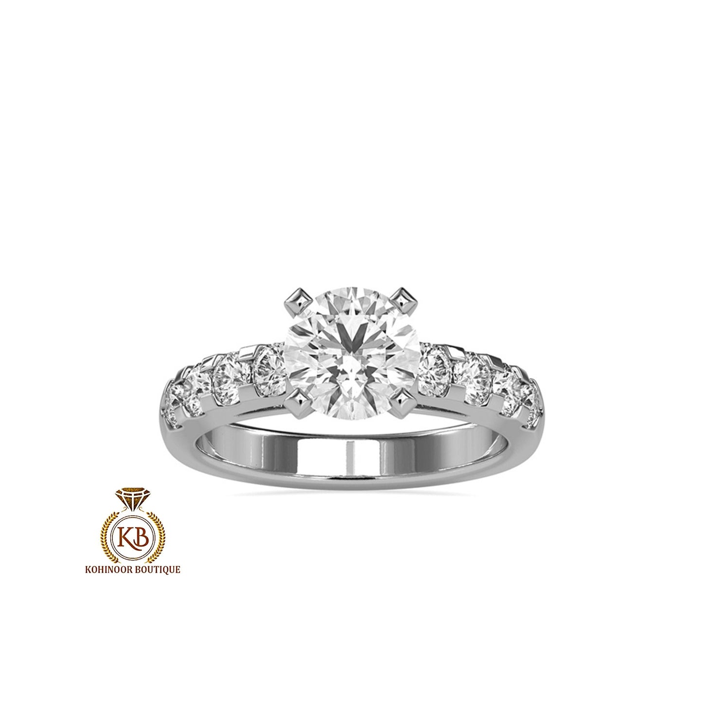 Round Cut Solitaire collar Halo Cathedral Set U shaped Pave Moissanite Engagement ring,ring for her, engagement ring, classic solitaire ring