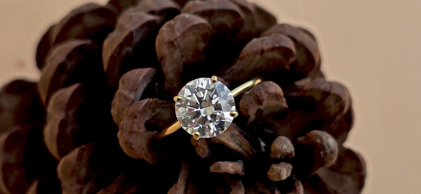 Tulip Lotus Prong Round lab grown diamond Solitaire Engagement Ring, ring for her, gift for her, proposal ring, gift for wife