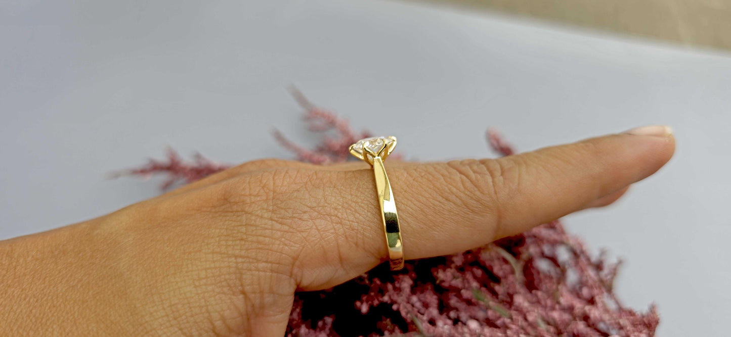 Tulip Lotus Prong Round Moissanite Solitaire Engagement Ring, flower basket  Promise\proposal Ring.