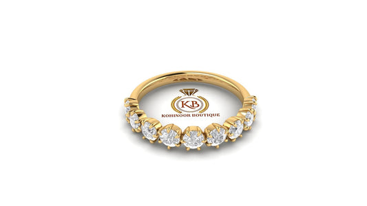Round 9 stone Colorless Moissanite band, Anniversary gift, Wedding Band in 18k\14k\10k White\Yellow\Rose Gold