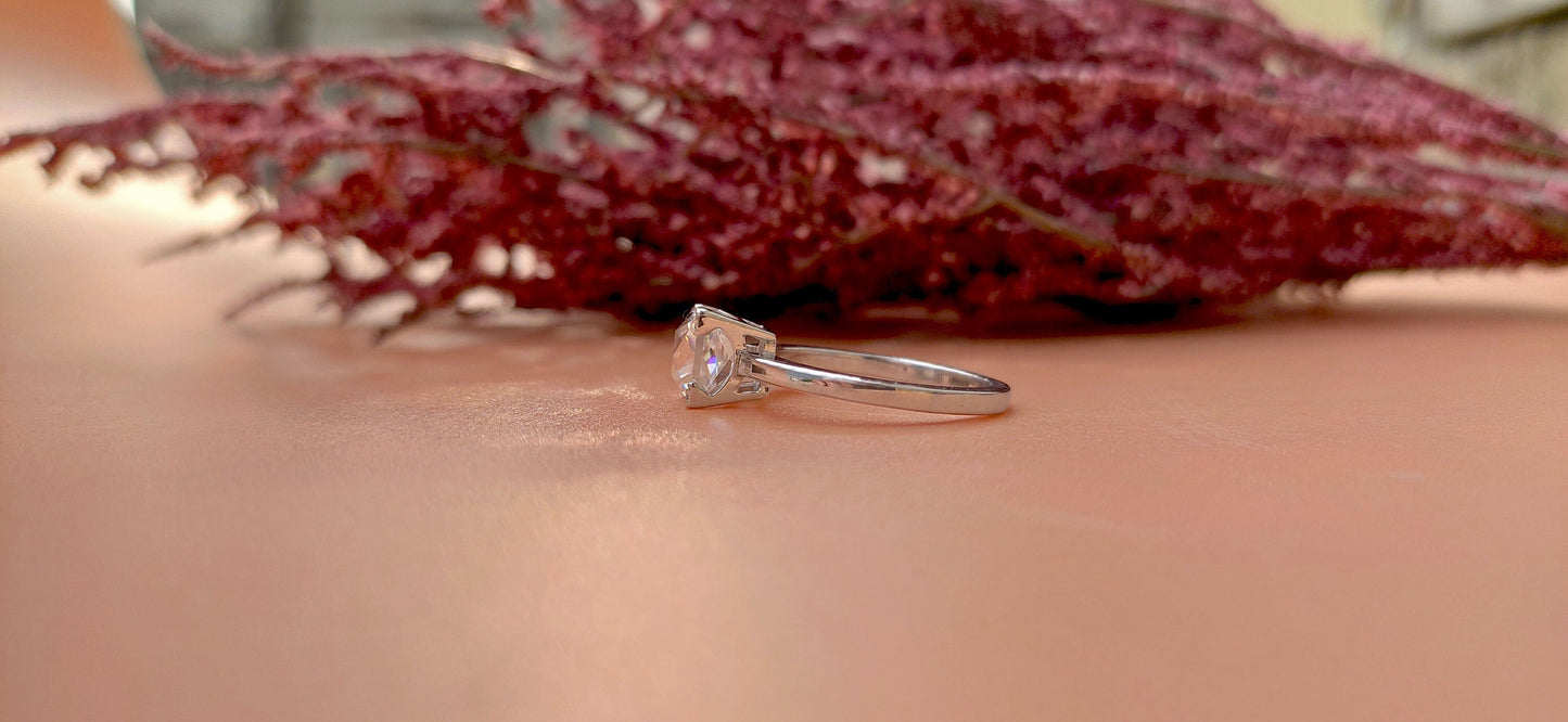 French cut Moissanite Solitaire Engagement ring, vintage moissanite ring, ring for women, ring for her, art deco ring