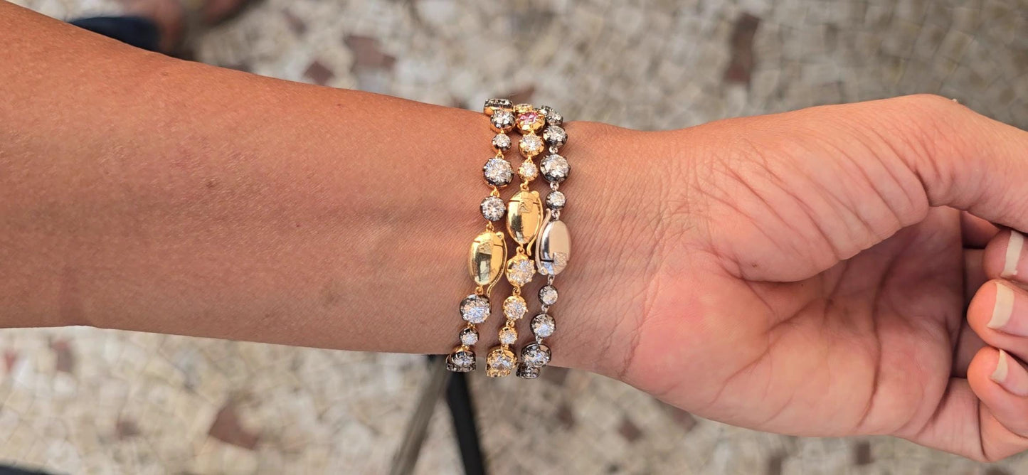 Georgian cut down button back set Moissanite Tennis Bracelet, Bracelet for women, Bracelet for girls, Bracelet for her, Anniversary gift