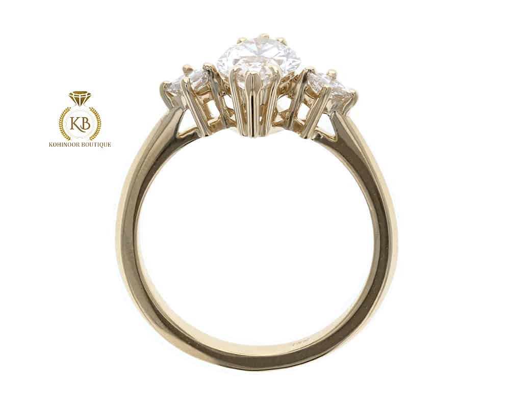 Marquise & Princess cut 3 Stone moissanite Engagement Ring. 3 stone wedding ring,mother ring, anniversary Gift for wife. Raised profile ring