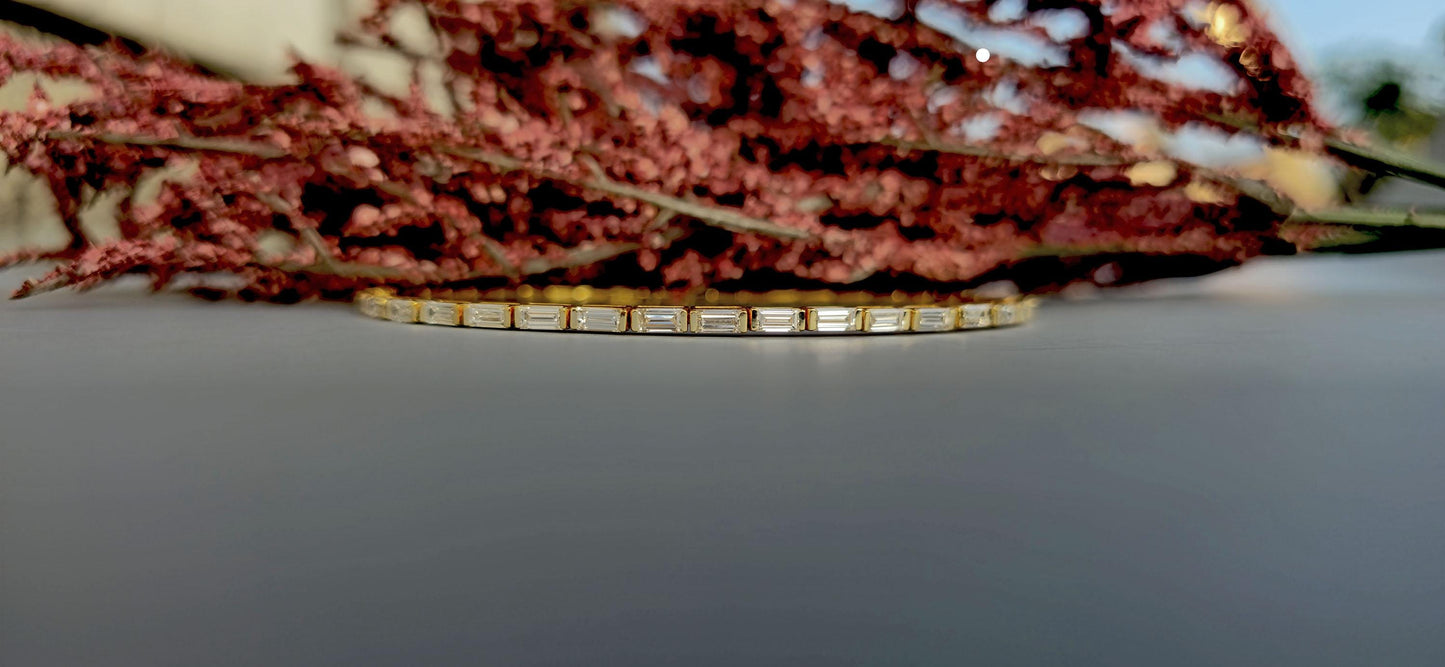 Flexible Lab grown Baguette diamond Tennis Bracelet bangle, Bracelet for women, Bracelet for her\girls, Anniversary\Birthday\Christmas gift