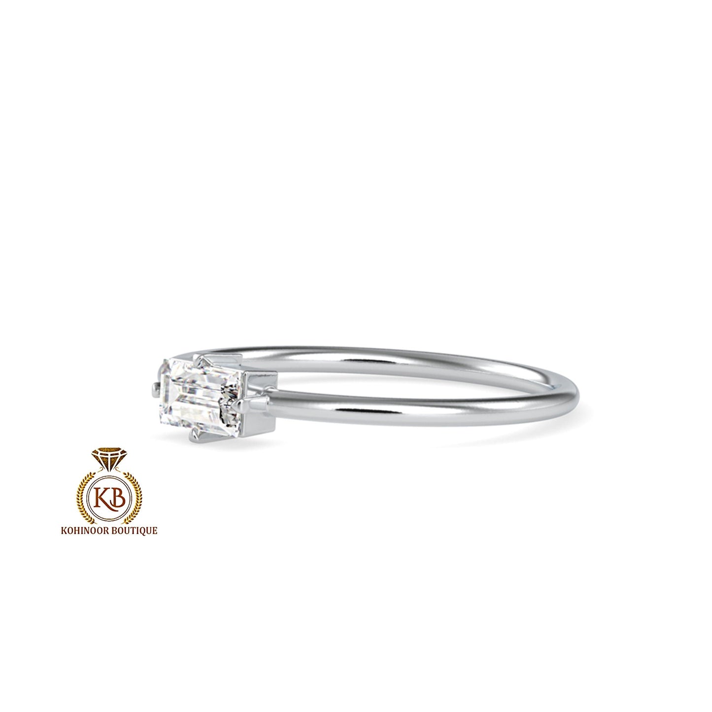 East West Set Baguette Moissanite dainty engagement ring ,Chic minimalist daily wear right hand ring,boho stackable ring