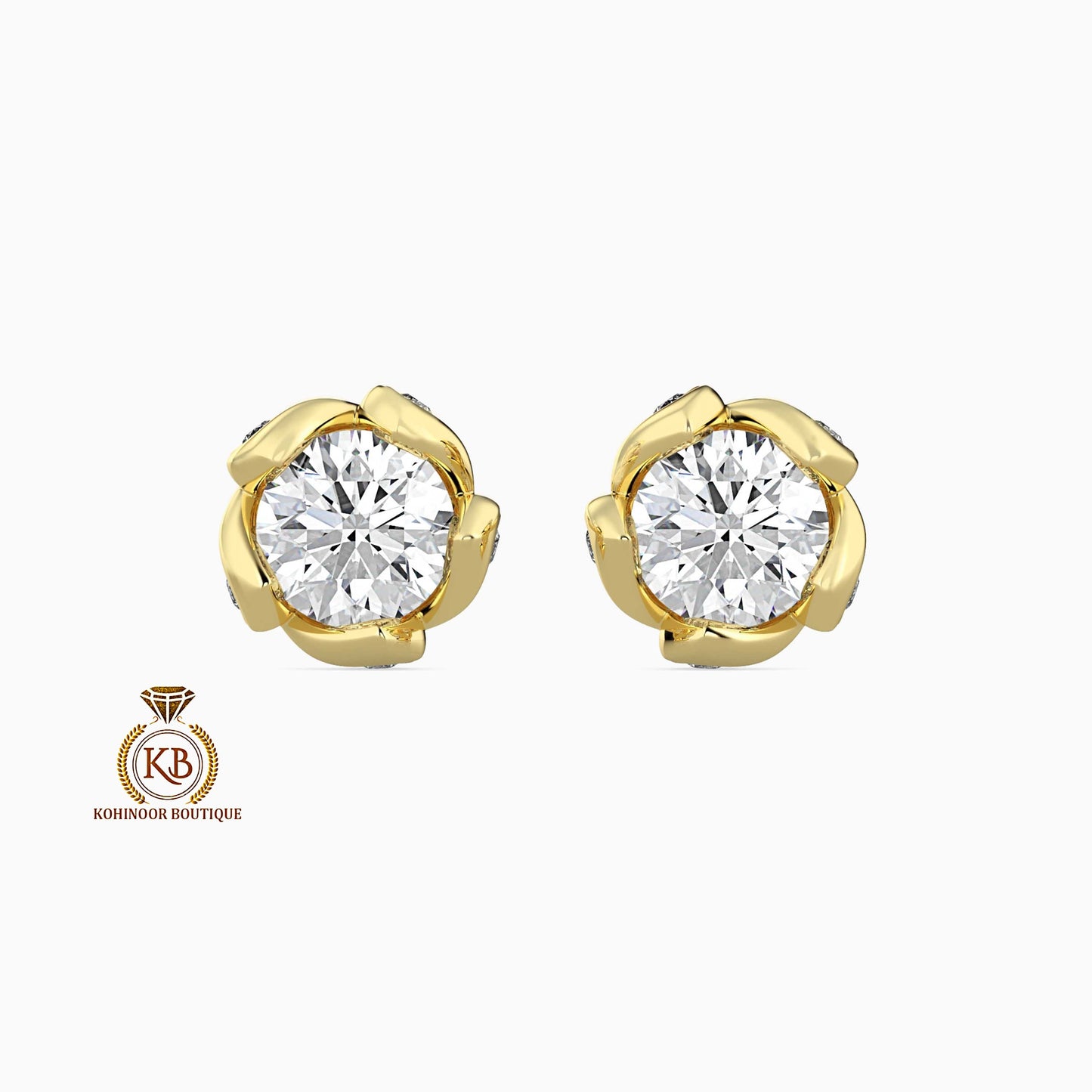 Victorian Round Cut Moissanite floral Stud Earrings, Push Back Earrings, Anniversary Gift for wife , birthday gift for girls, sister