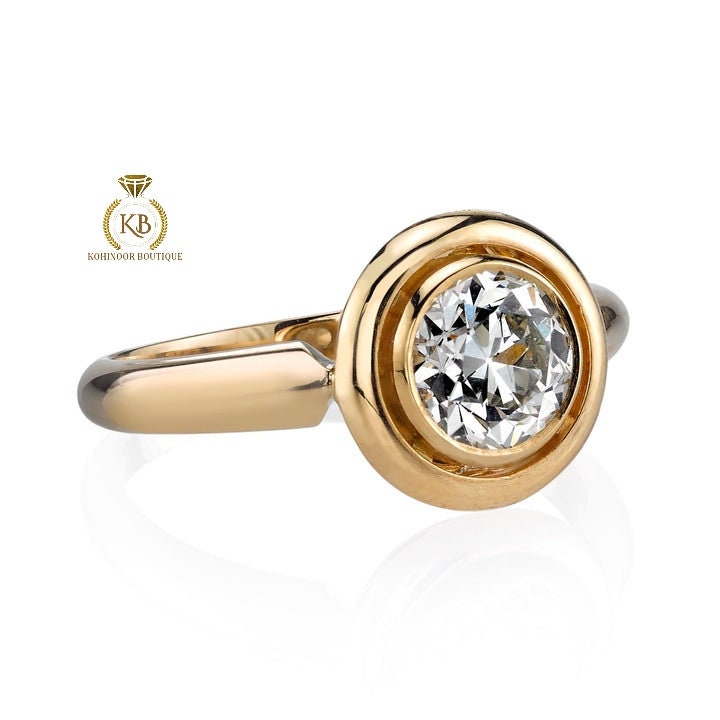 Old European Cut OEC Bezel Set Moissanite Solitaire Engagement Ring, Promise\Propose\Anniversary Ring 18k\14k\10k White\Yellow\Rose Gold