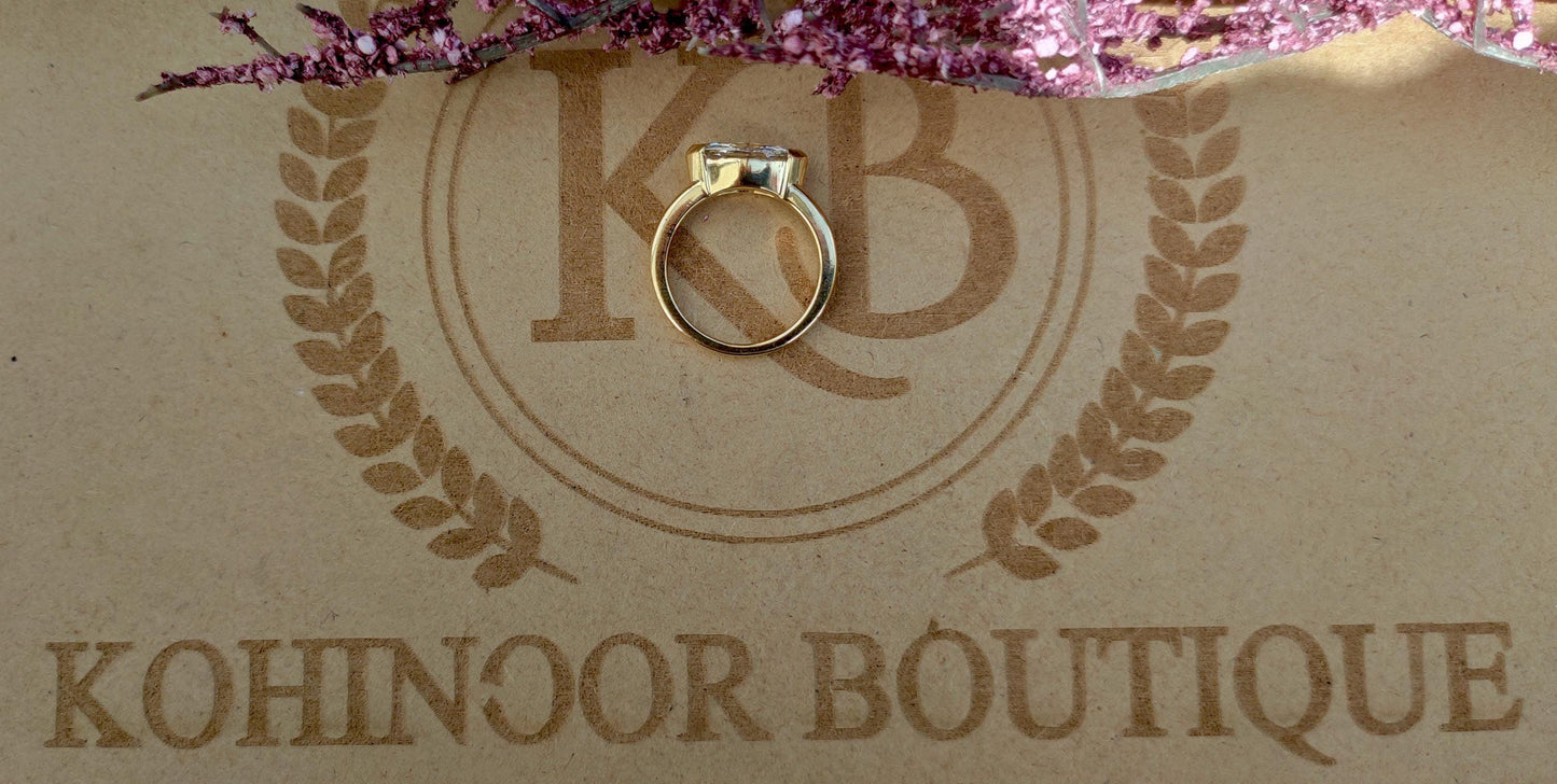 Marquise moissanite half bezel low profile set ring, ring for her, ring for women, gift for women