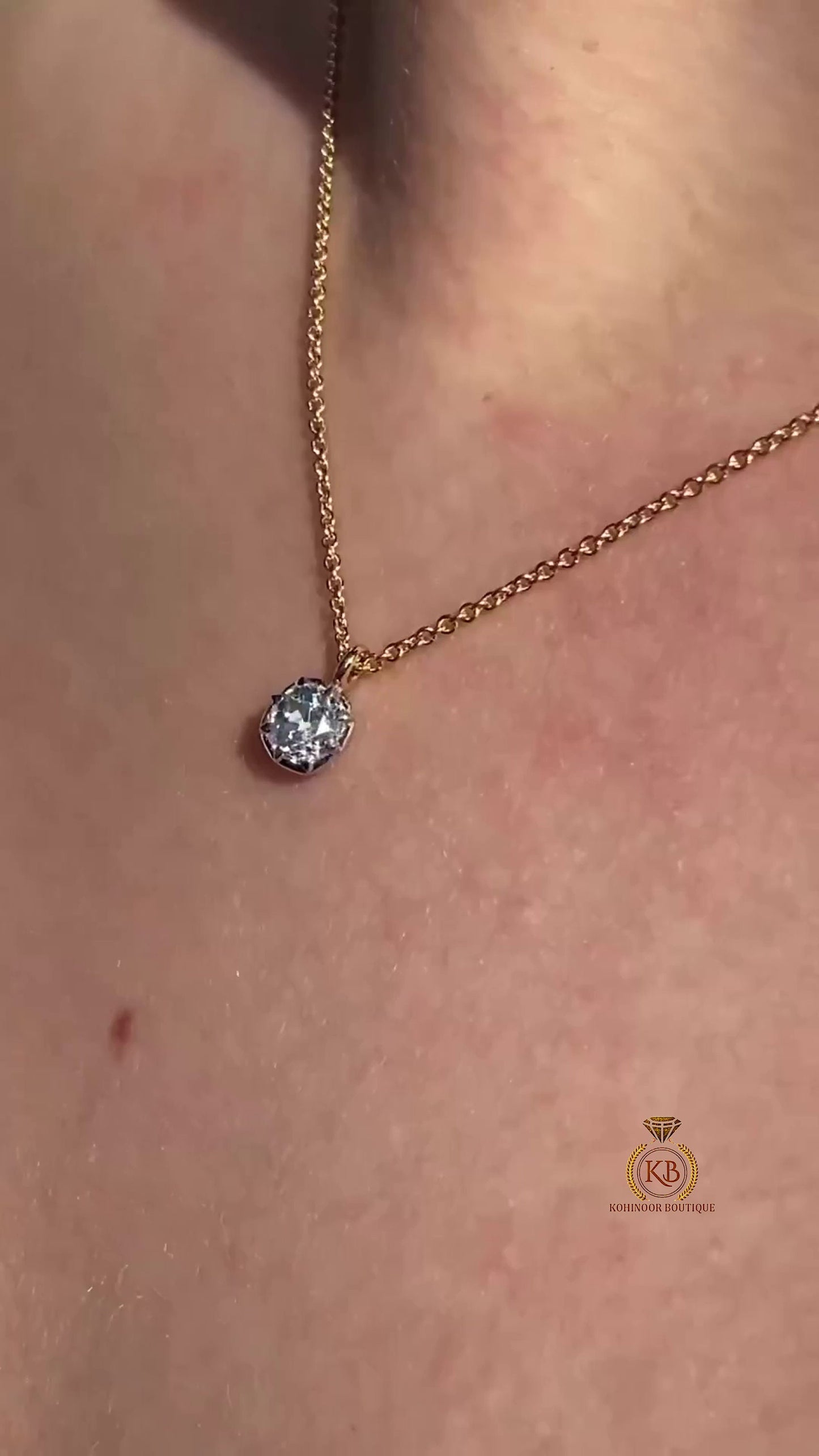 Old Mine Cut Cushion OMC Georgian Cut Down Button Back Set Moissanite Pendant, Vintage Antique Pendant ,Wedding Pendant, without chain