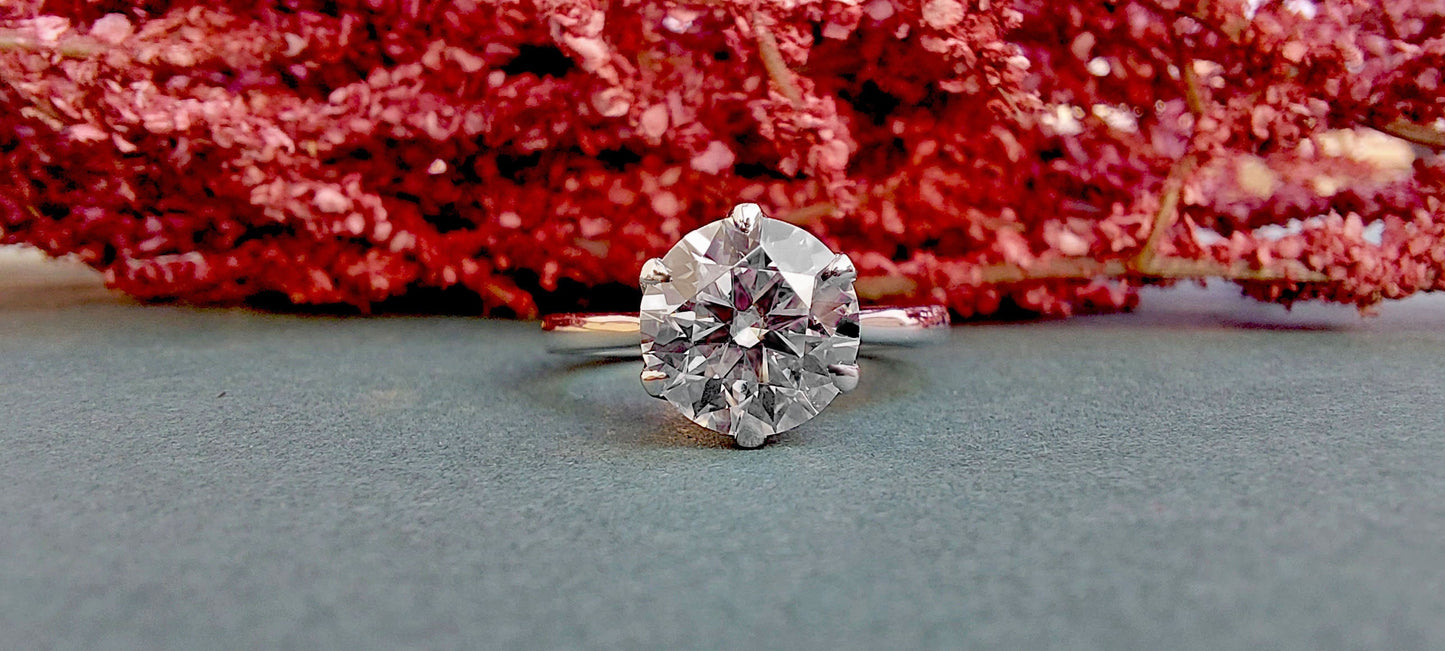 Tulip Lotus Prong Round Moissanite Solitaire Engagement Ring,flower basket  Promise\proposal Ring.