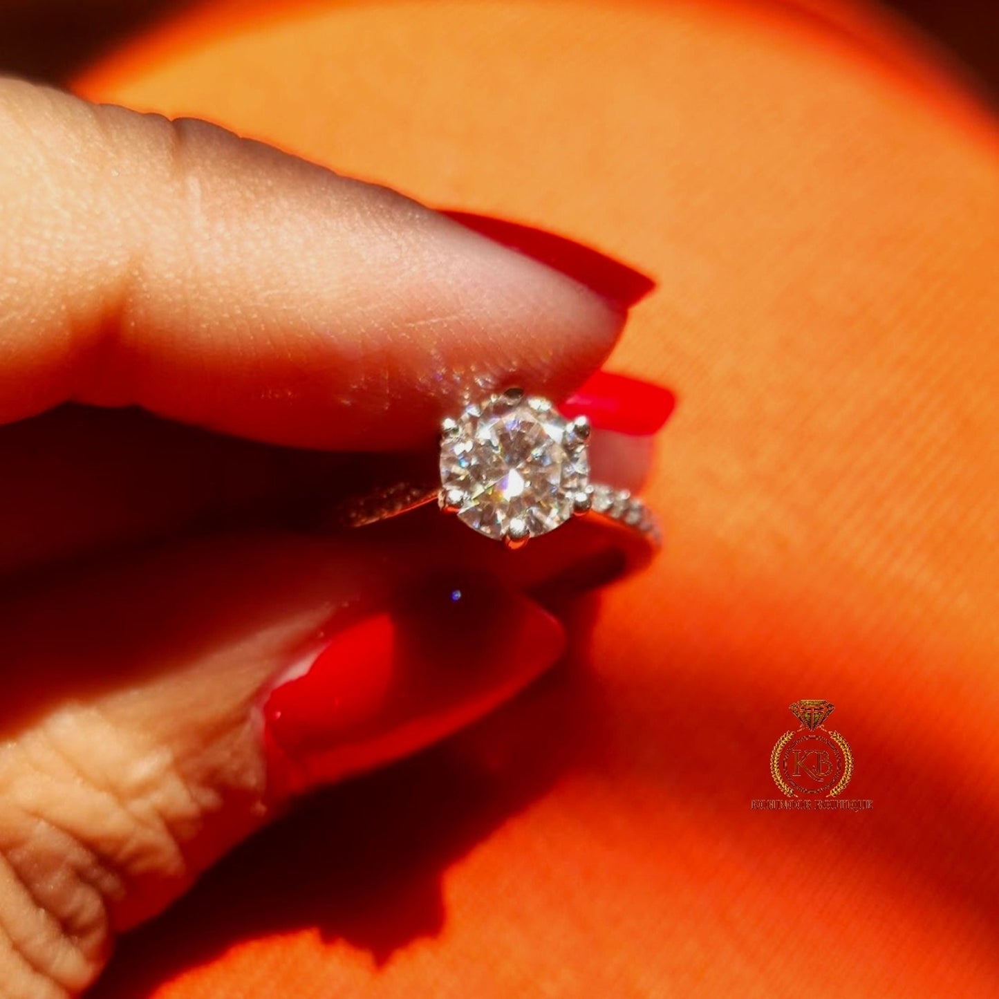 Round Cut classic Solitaire with side pave band Moissanite Engagement\Wedding\Mother Ring in 18k\14k\10k