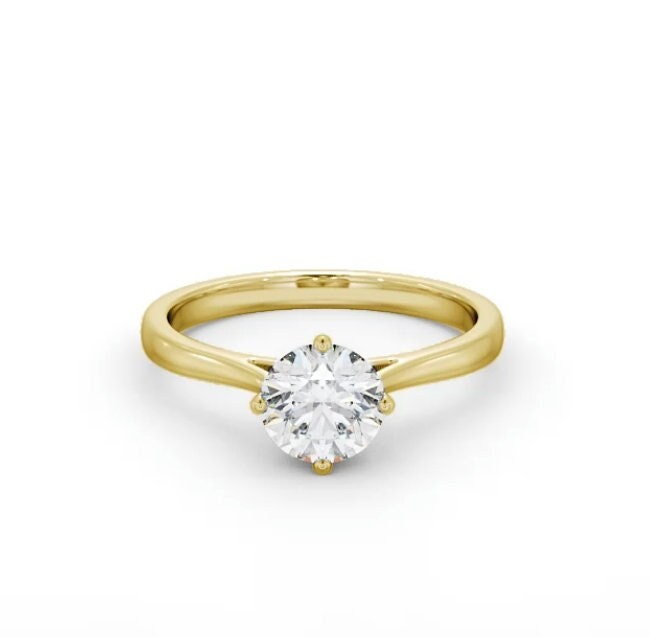 Compass prong set Round Cut Hidden Halo Cathedral set Solitaire Moissanite Engagement ring, ring for her, proposal ring, gift for women