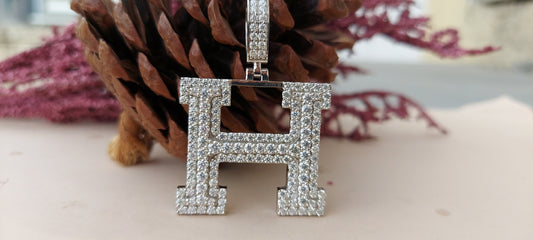 Hip Hop Pendant, Moissanite Alphabet Letter Pendant ,iced out Alphabet Initial Pendant in 10k\14k\10k Rose\White\Yellow Gold